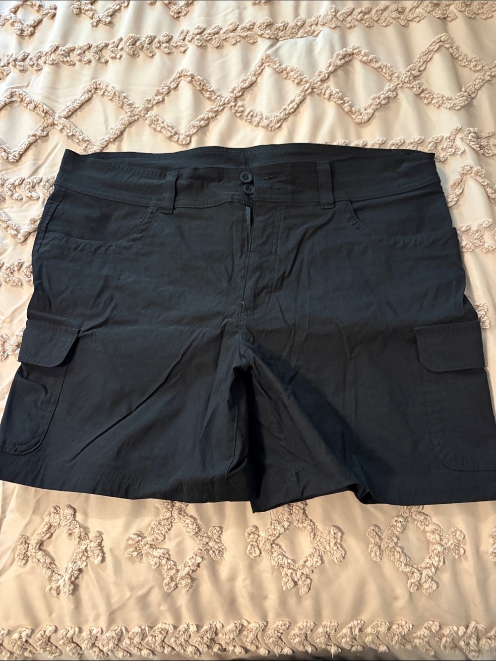 Eddie Bauer Black Cargo Shorts with Side Flap Pockets